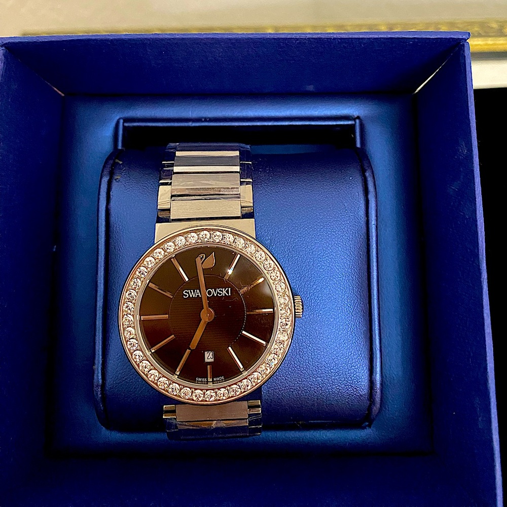 Swarovski Crystal Citra Black Dial Bracelet Watch